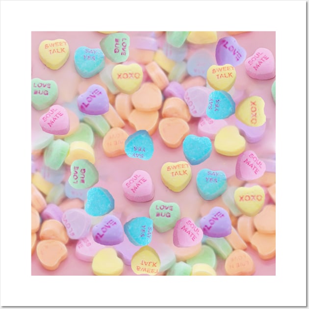 valentines candy hearts Wall Art by gossiprag